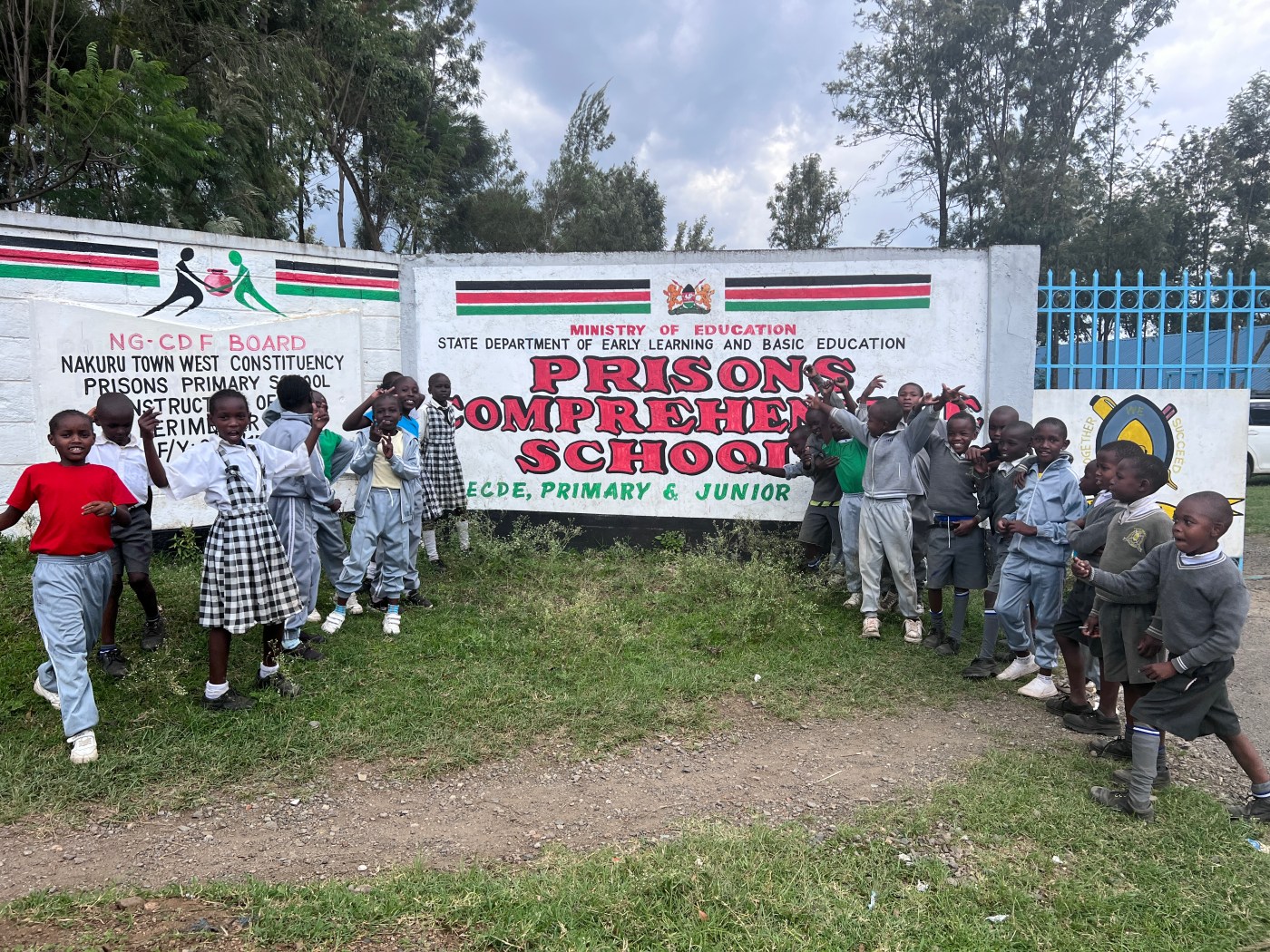 Children gathered outside Prisons Comprehensive School in Nakuru